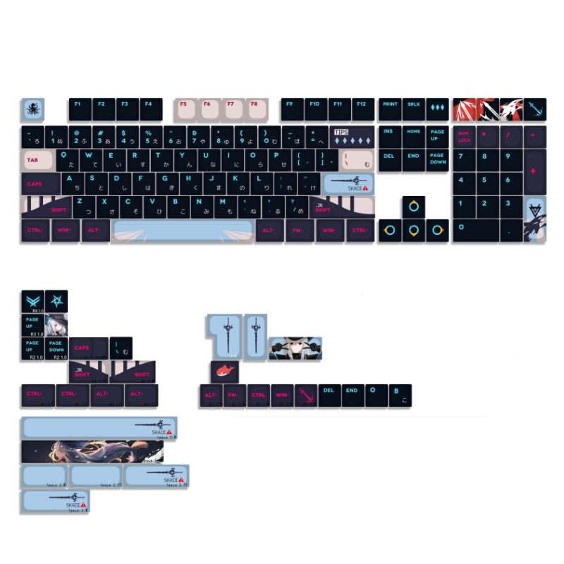 Gaming Keyboard Bluetooth - 142 tasti/set PBT Keycap l'ark nero