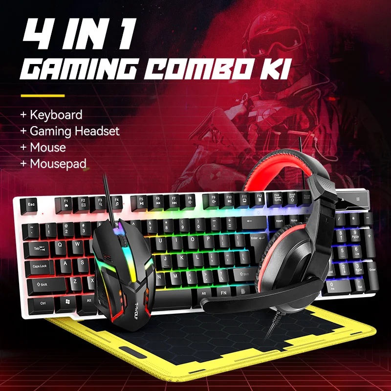 Gaming Keyboard Mouse Set - NUOVO Set Gaming 4 in 1